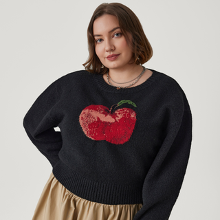 Wool-blend Round Neckline Apple Sweater Curve & Plus