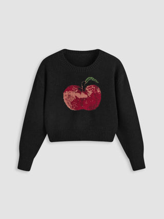 Wool-blend Round Neckline Apple Sweater Curve & Plus