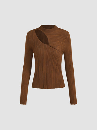 Wool-blend Solid Cut Out Knit Top