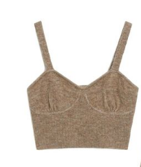 Wool-blend Sweetheart Solid Knitted Crop Cami Top