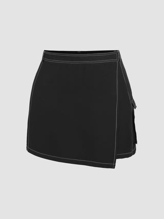 Wrap Stitch Pocket Mini Skirt Curve & Plus