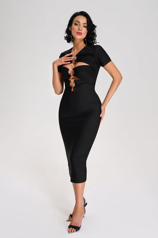 Yulia Midi Bandage Dress (L / Black)