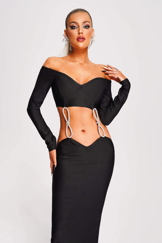 Yvonne Diamonate Maxi Bandage Dress (M / Black)