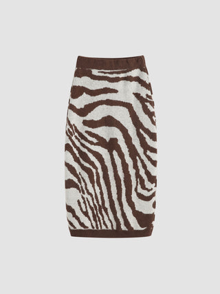 Zebra Print Knit Slit Skirt