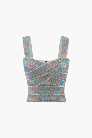 Zip Back Crop Bandage Tank Top (L / MULTICOLOR)