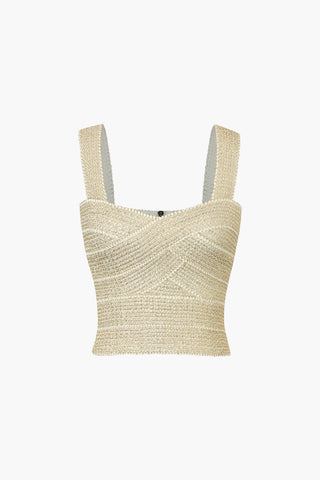 Zip Back Crop Bandage Tank Top (M / CHAMPAGNE)